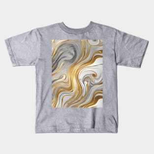 Gold and Silver Abstract Swirls Kids T-Shirt